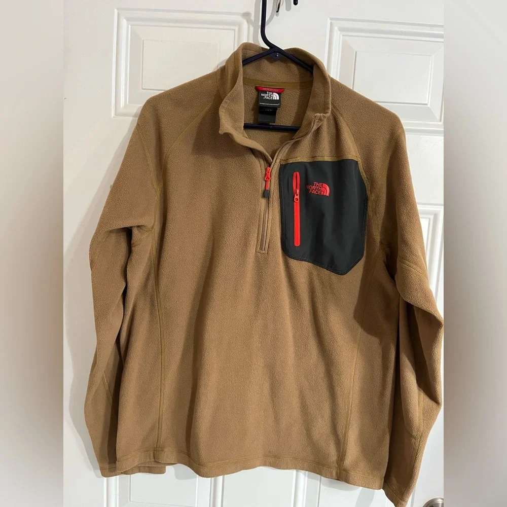 The North Face Polartec Classic 1/4 Zip Fleece Pullover Jacket Tan Outdoor Men M